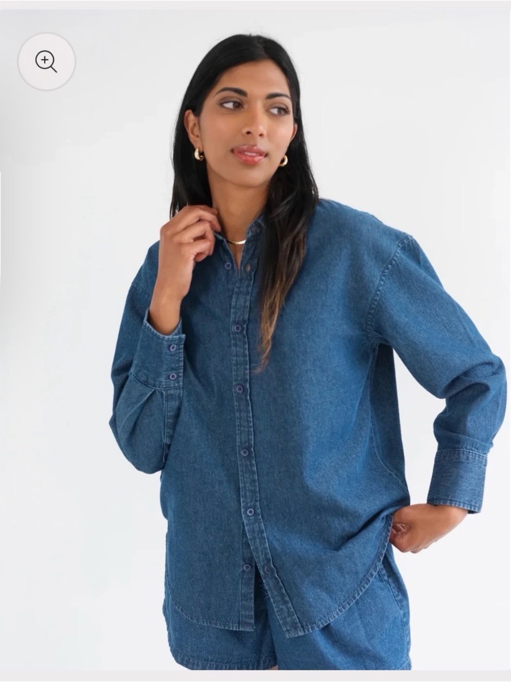 Brunette The Label Classic Indigo Denim Button-Up Shirt - Blue